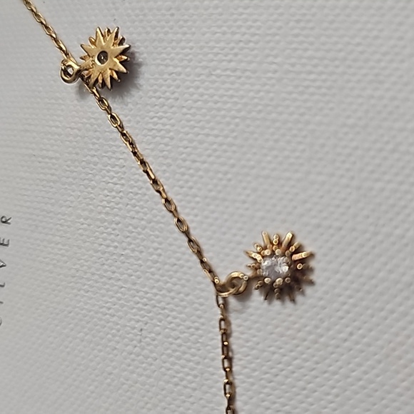 NEW ARGENTO VIVO STARS CRYSTALS CHARMED NECKLACE STERLING SILVER/ GOLD PLAITED - Picture 3 of 5